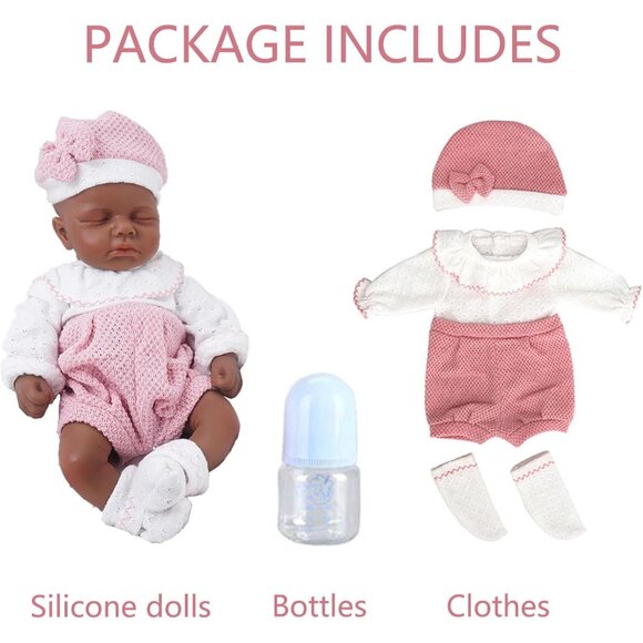 🆕12Inch Realistic Full Body Silicone Reborn tan Baby Girl Sleeping Reborn Dolls - Picture 7 of 9